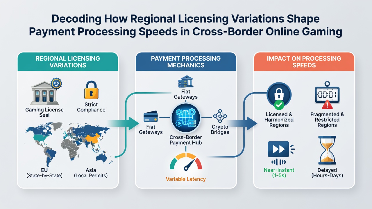 Chart comparing average payment processing times under different regional licensing regimes