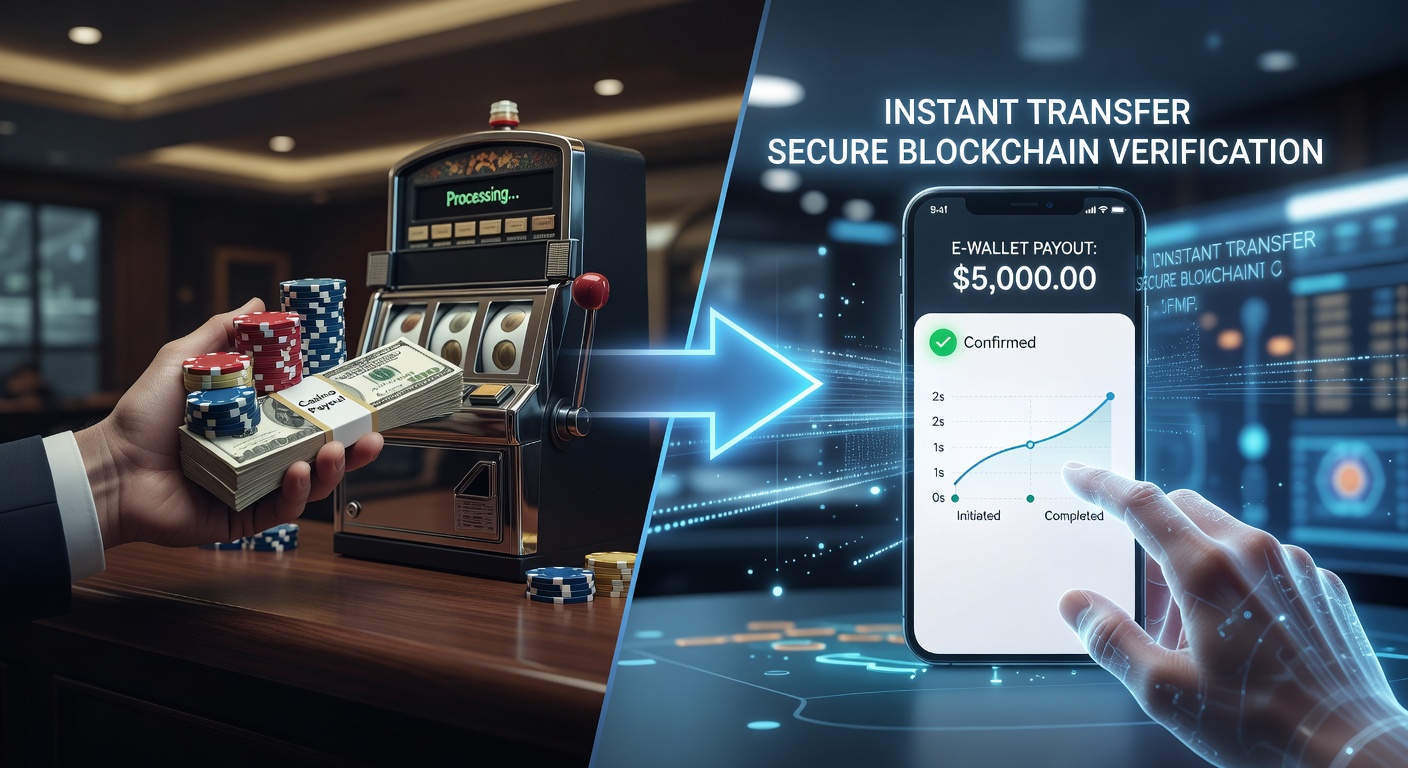 Comparative chart graphic showing e-wallet payout timelines in green (minutes) versus traditional bank wires in red (days), with icons of clocks and money bags for visual impact