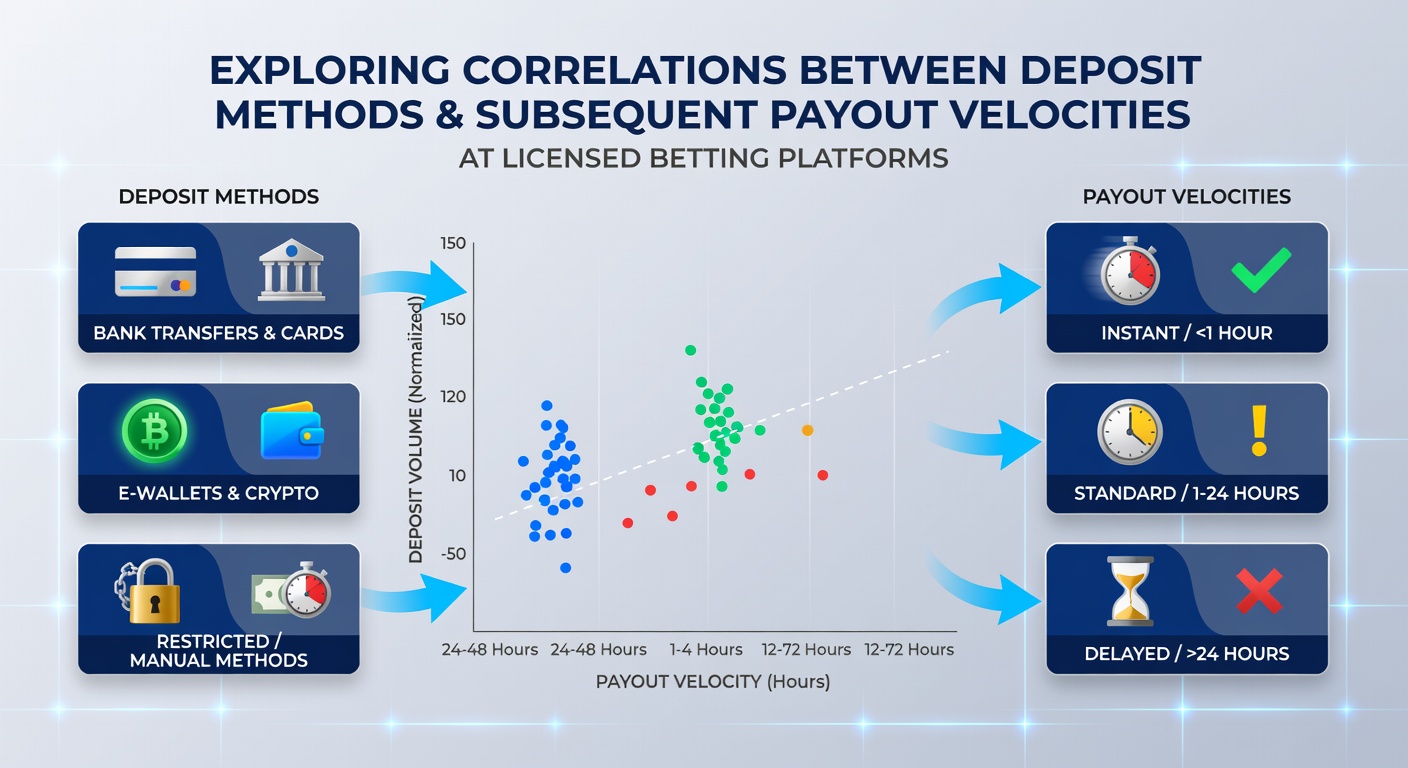 Infographic showing various deposit methods like e-wallets, bank transfers, and cards linked to payout speed indicators at licensed platforms
