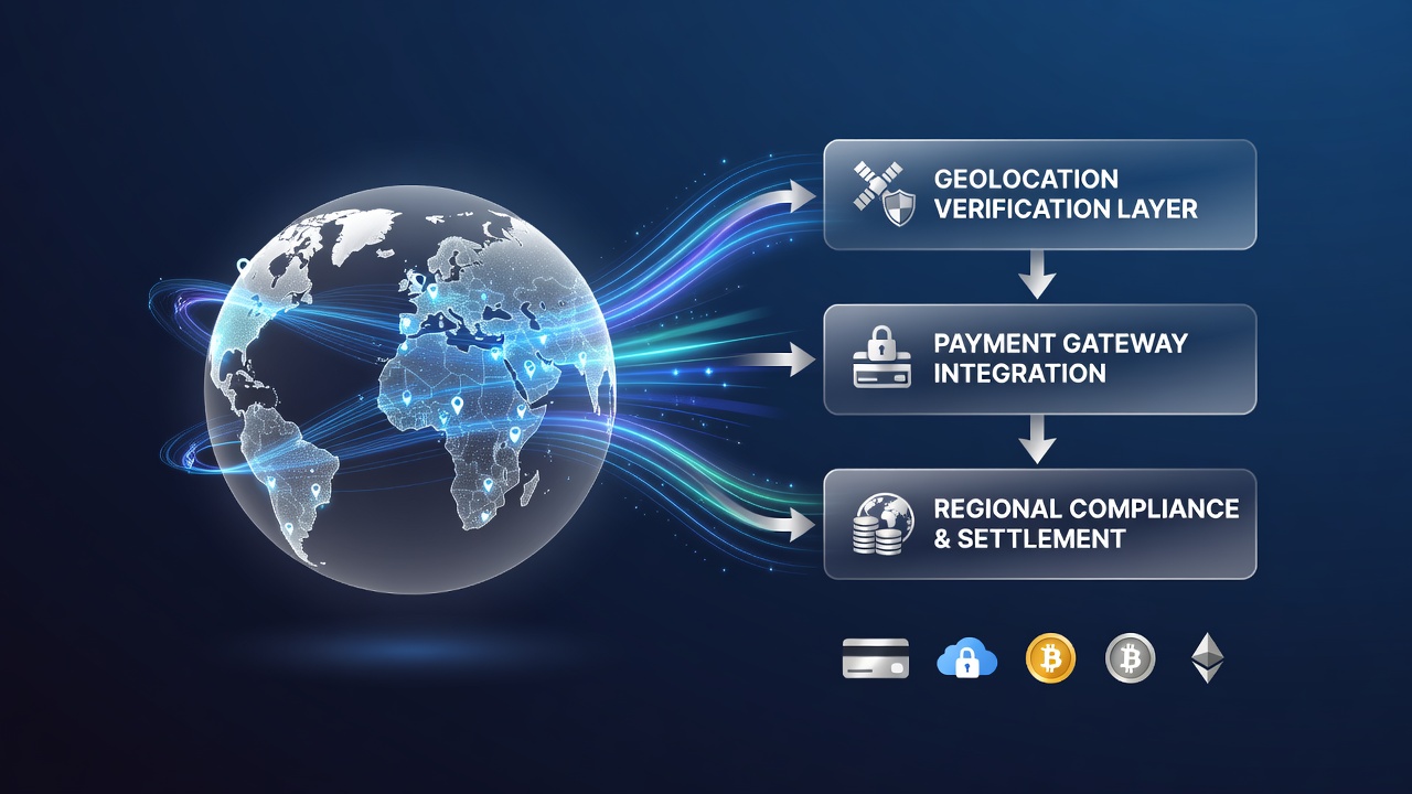 Payment processing dashboard displaying geolocation flags and transaction approvals across regions