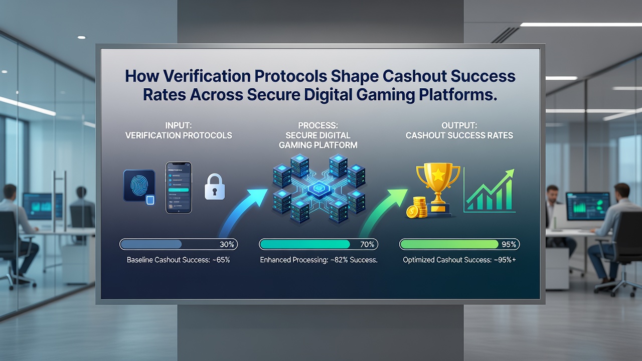 Flowchart showing correlation between verification stages and cashout approval percentages