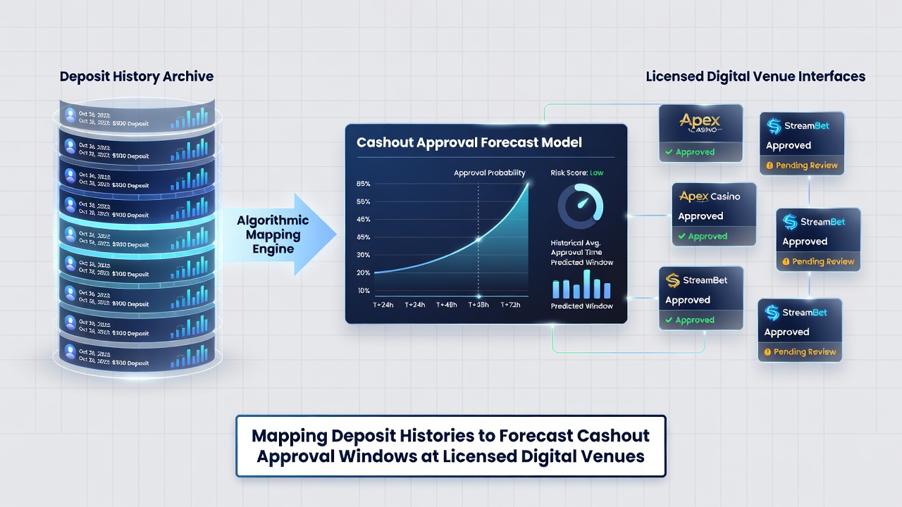 Analytical dashboard displaying deposit frequency charts linked to forecasted cashout approval timelines